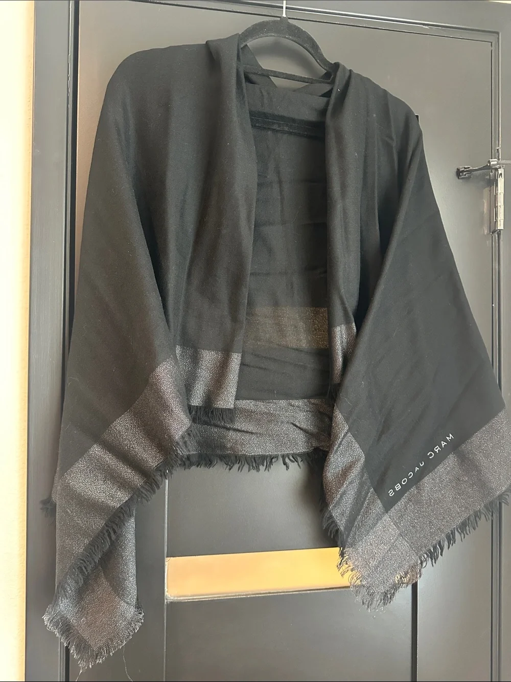 Marc Jacobs Black Shawl with Shimmery Silver Trim